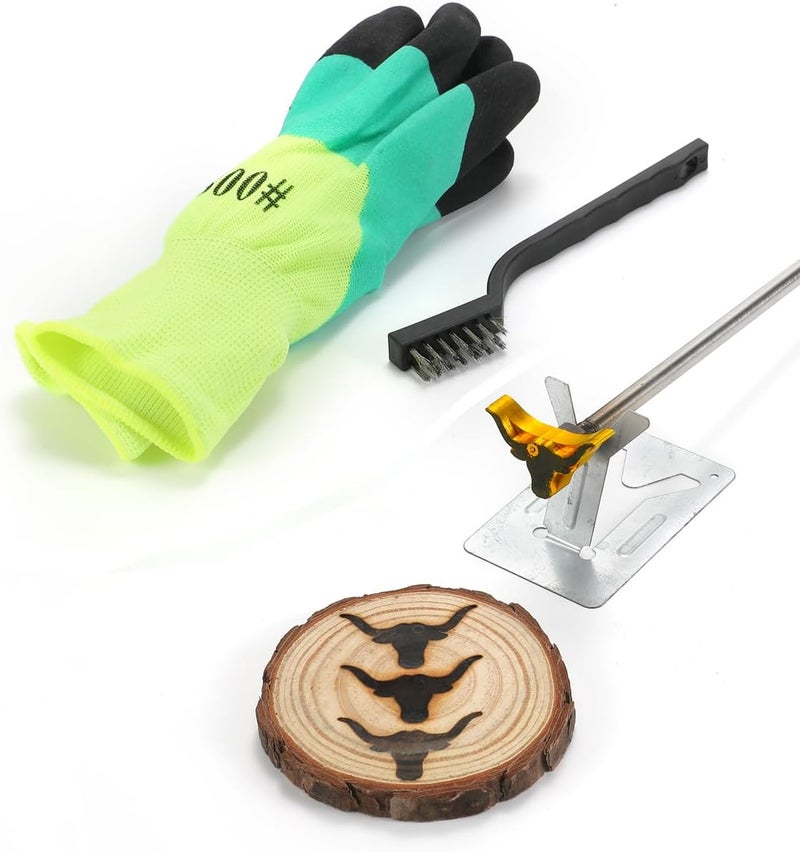 AIMOADO Texas Longhorn Branding Iron Stamp, 1 1/2" Wood Branding Iron Personalized Logo for Meat, Burger, Wood, Hats with Full Set Tools - Image 1